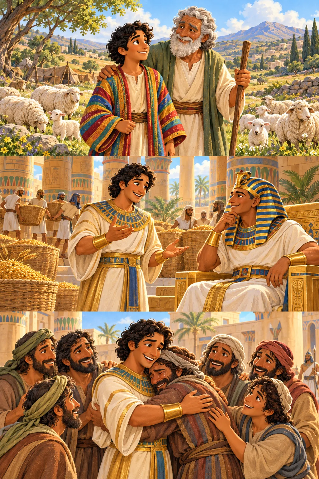 Joseph and his brothers embrace at their reunion.